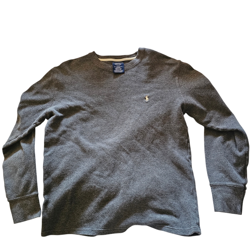 Polo Ralph Lauren Waffle Knit Long Sleeve Shirt Gray Small